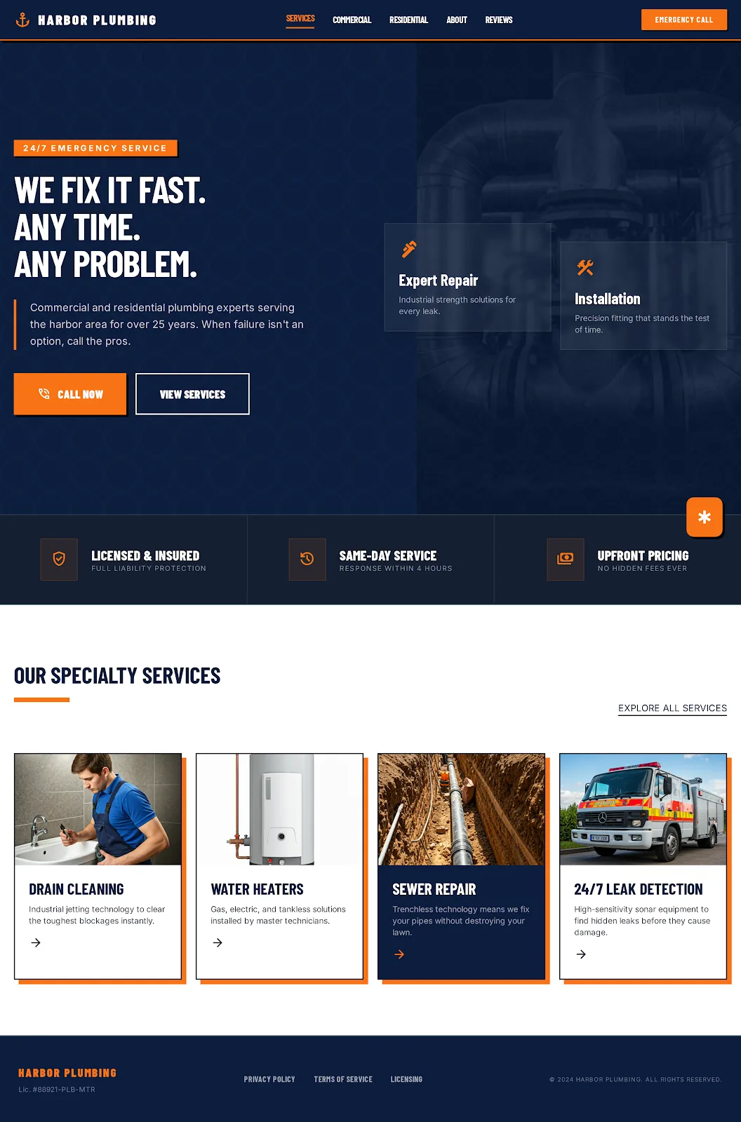 Harbor Plumbing — example service-business site design