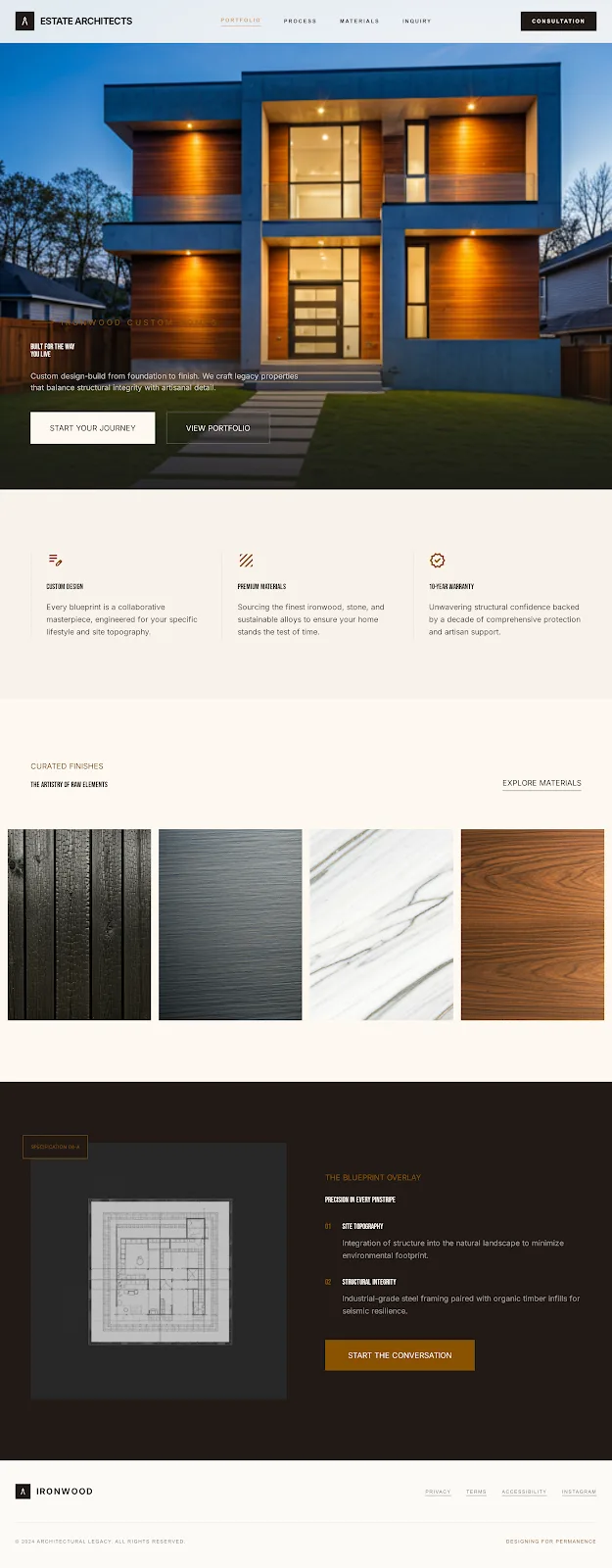 Ironwood Homes — example home-services site design