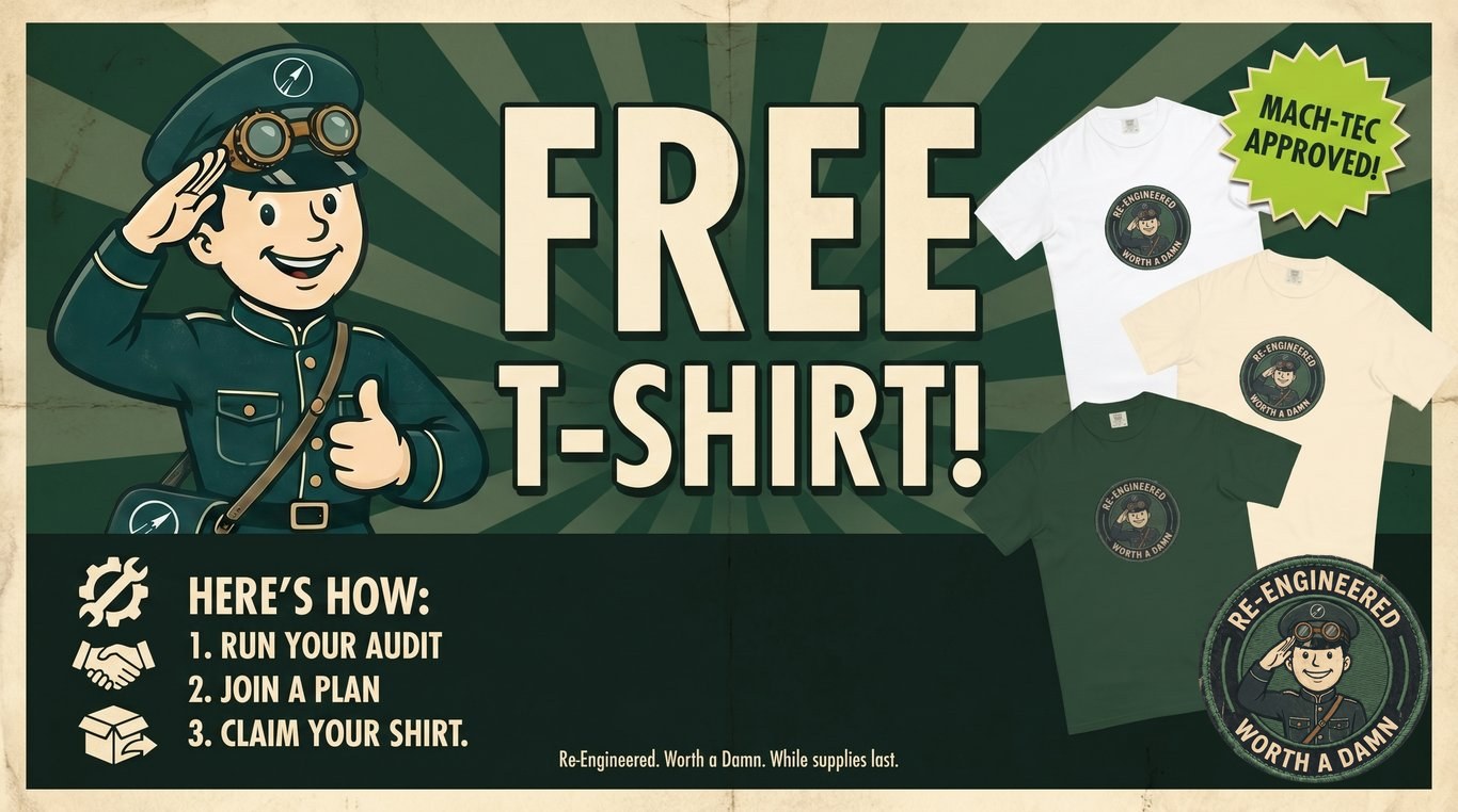 Free Re-Engineered Worth a Damn t-shirt with annual Pilot or Command plan